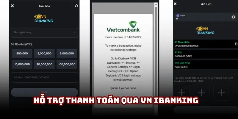 Nạp Tiền V9BET | Hướng Dẫn Chi Tiết Về Quy Trình Giao Dịch 4 Hỗ trợ thanh toán qua VN iBanking