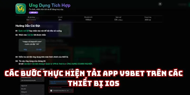 Tải App V9BET | Trải Nghiệm Cá Cược Không Giới Hạn 4 Các bước thực hiện tải app V9BET trên các thiết bị iOS